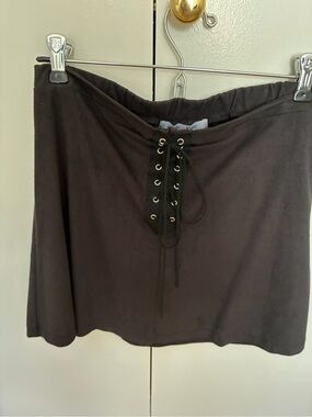 Gab Kate Gray Suede Lace-Up A-Line Women's Skirt